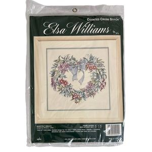 Elsa Williams Heartfelt Wreath 02044 Counted Cross Stitch Kit NEW